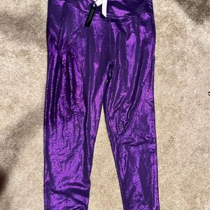 Purple Shiny NWT VICTORIAS SECRET workout Leggings Pants XL 16 NWT
